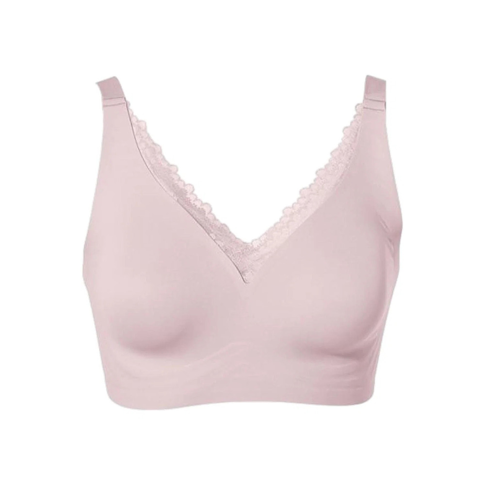Rhonda Shear Women's Lace-Detail Gel Bra w/ Back Closure Light Pink -